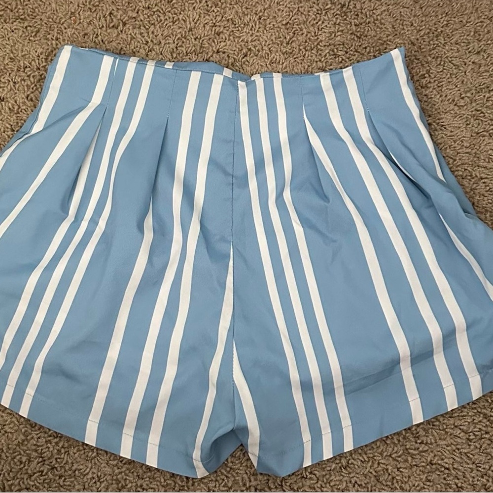 Striped Blue and White Women's Shorts
